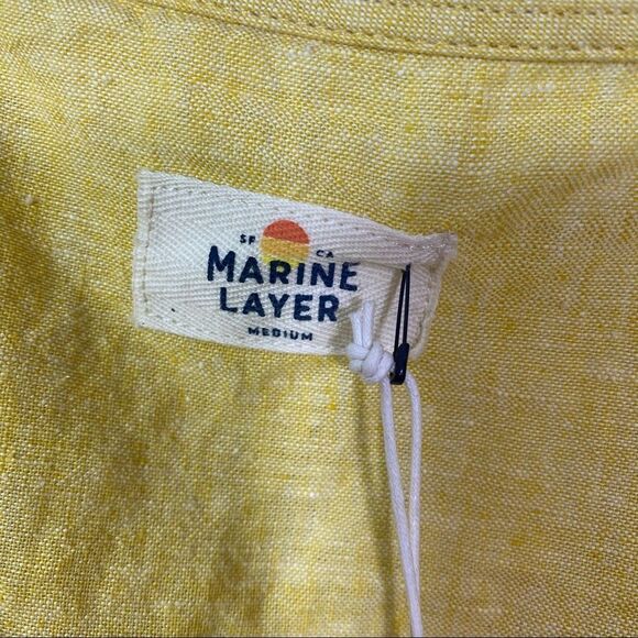 MARINE LAYER Yellow Sleeveless Linen Crop Top - Size Medium - Picture 3 of 9